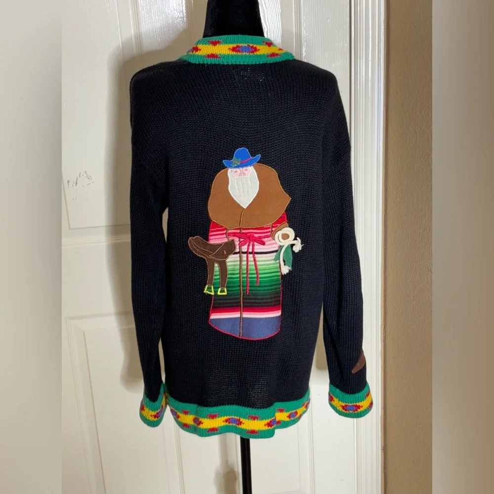 Sharon Young A Yull Yall Vintage holiday/western cardigan Rare find Medium - Picture 5 of 12
